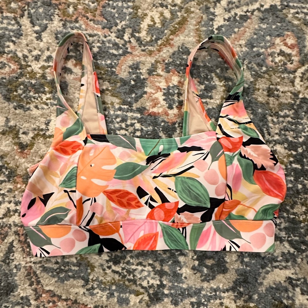 Kona Sol Tropical Leaf Print Bikini Top